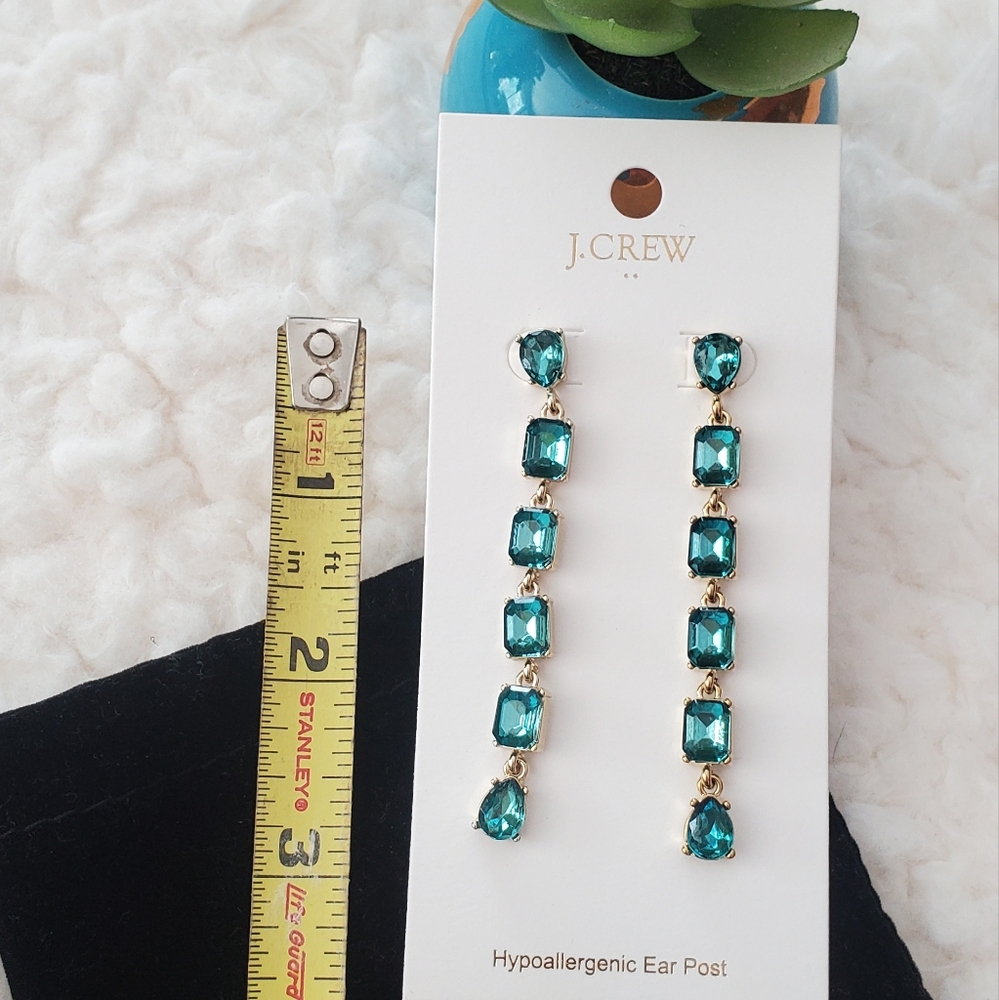 Last One💥 J. Crew Blue/Green Gem Single Layer Earrings NWT ✨️ - Picture 4 of 8